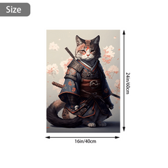 Samurai Cat Painting On Canvas Wall Art For Home Wall Decor