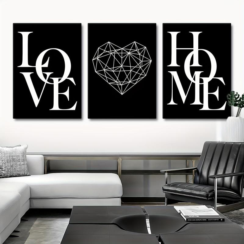 3pcs Nordic Home Love Posters Canvas Wall Art Living Room Decor No Frame