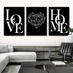 3pcs Nordic Home Love Posters Canvas Wall Art Living Room Decor No Frame