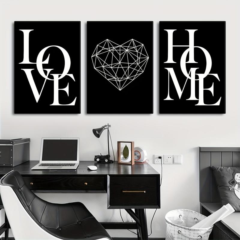 3pcs Nordic Home Love Posters Canvas Wall Art Living Room Decor No Frame
