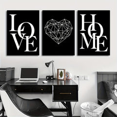 3pcs Nordic Home Love Posters Canvas Wall Art Living Room Decor No Frame