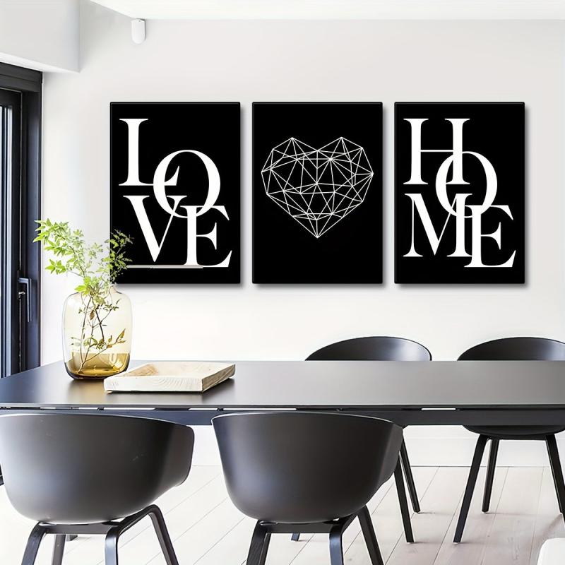 3pcs Nordic Home Love Posters Canvas Wall Art Living Room Decor No Frame