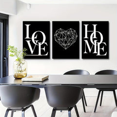 3pcs Nordic Home Love Posters Canvas Wall Art Living Room Decor No Frame