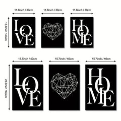 3pcs Nordic Home Love Posters Canvas Wall Art Living Room Decor No Frame