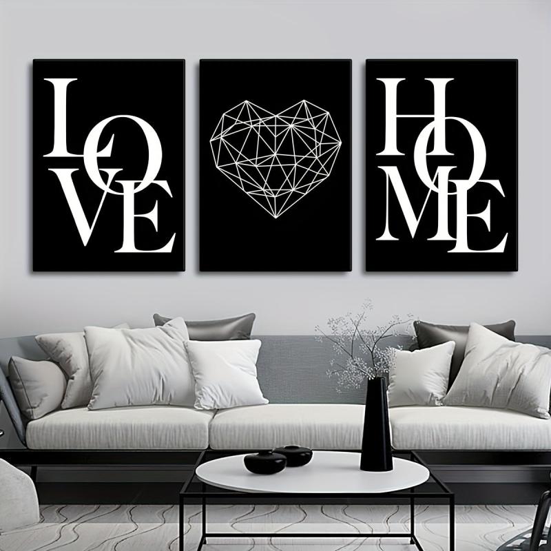 3pcs Nordic Home Love Posters Canvas Wall Art Living Room Decor No Frame