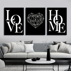 3pcs Nordic Home Love Posters Canvas Wall Art Living Room Decor No Frame