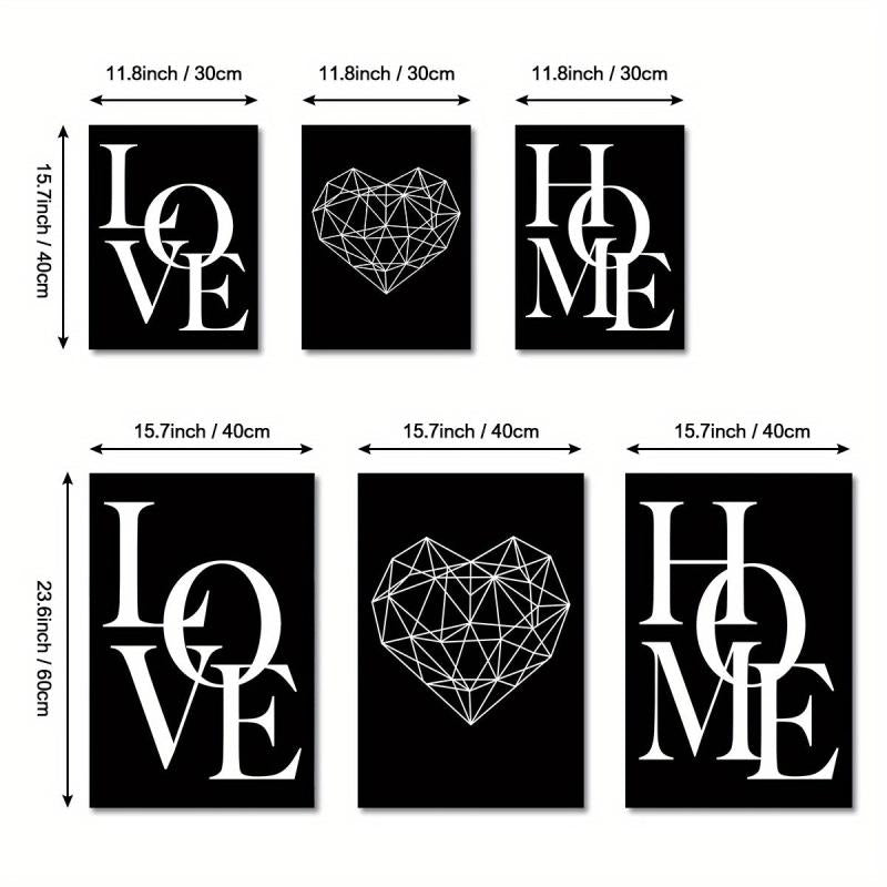 3pcs Nordic Home Love Posters Canvas Wall Art Living Room Decor No Frame