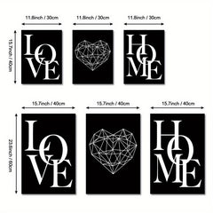 3pcs Nordic Home Love Posters Canvas Wall Art Living Room Decor No Frame