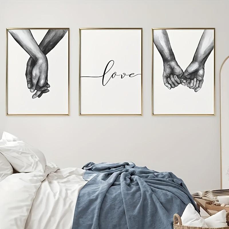 3pcs Romantic Hand In Hand Canvas Paintings Home Decor 40x60cm
