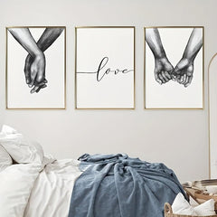 3pcs Romantic Hand In Hand Canvas Paintings Home Decor 40x60cm