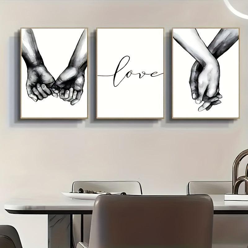 3pcs Romantic Hand In Hand Canvas Paintings Home Decor 40x60cm