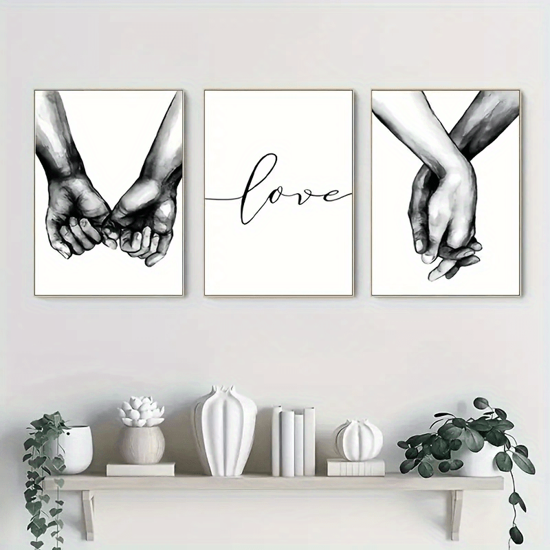 3pcs Romantic Hand In Hand Canvas Paintings Home Decor 40x60cm