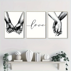 3pcs Romantic Hand In Hand Canvas Paintings Home Decor 40x60cm