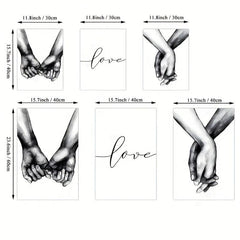 3pcs Romantic Hand In Hand Canvas Paintings Home Decor 40x60cm