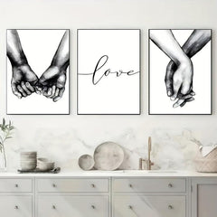 3pcs Romantic Hand In Hand Canvas Paintings Home Decor 40x60cm