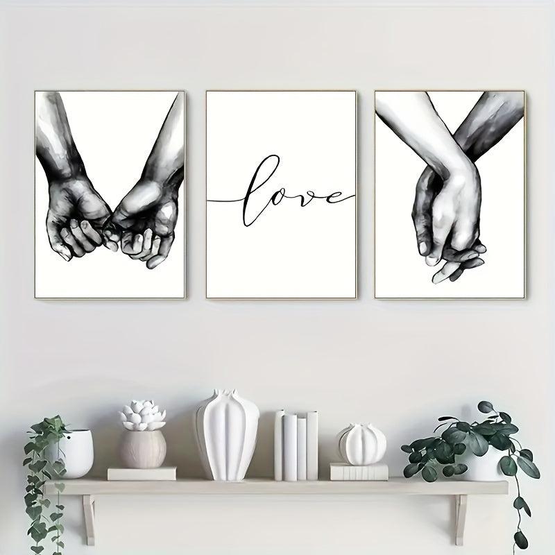 3pcs Romantic Hand In Hand Canvas Paintings Home Decor 40x60cm