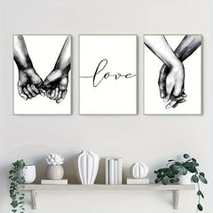 3pcs Romantic Hand In Hand Canvas Paintings Home Decor 40x60cm