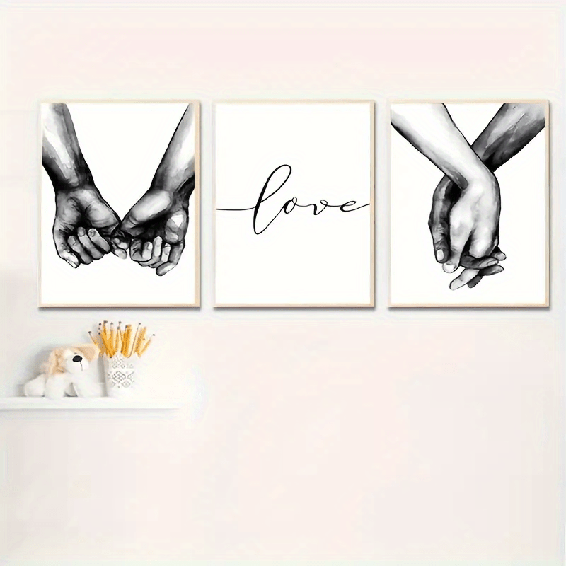 3pcs Romantic Hand In Hand Canvas Paintings Home Decor 40x60cm