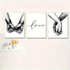 3pcs Romantic Hand In Hand Canvas Paintings Home Decor 40x60cm