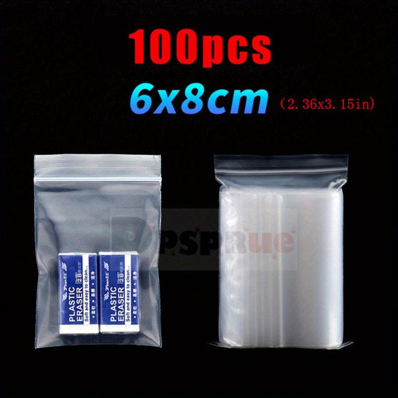 100pcs Clear Zip Lock Storage Bags Heavy Duty Transparent Plastic Zip Package