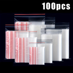100pcs Clear Zip Lock Storage Bags Heavy Duty Transparent Plastic Zip Package