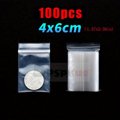 100pcs Clear Zip Lock Storage Bags Heavy Duty Transparent Plastic Zip Package