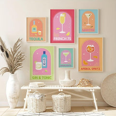 Canvas Poster Modern Art Cocktail Decoration Painting Retro Bar Wall Decoration