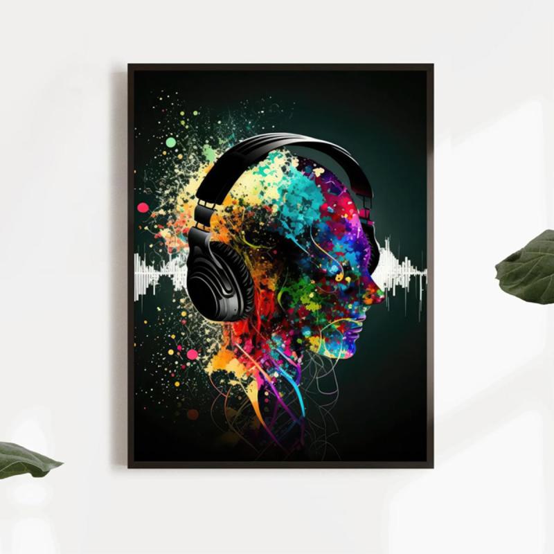 Vintage Neon Cyberpunk Headphones Poster