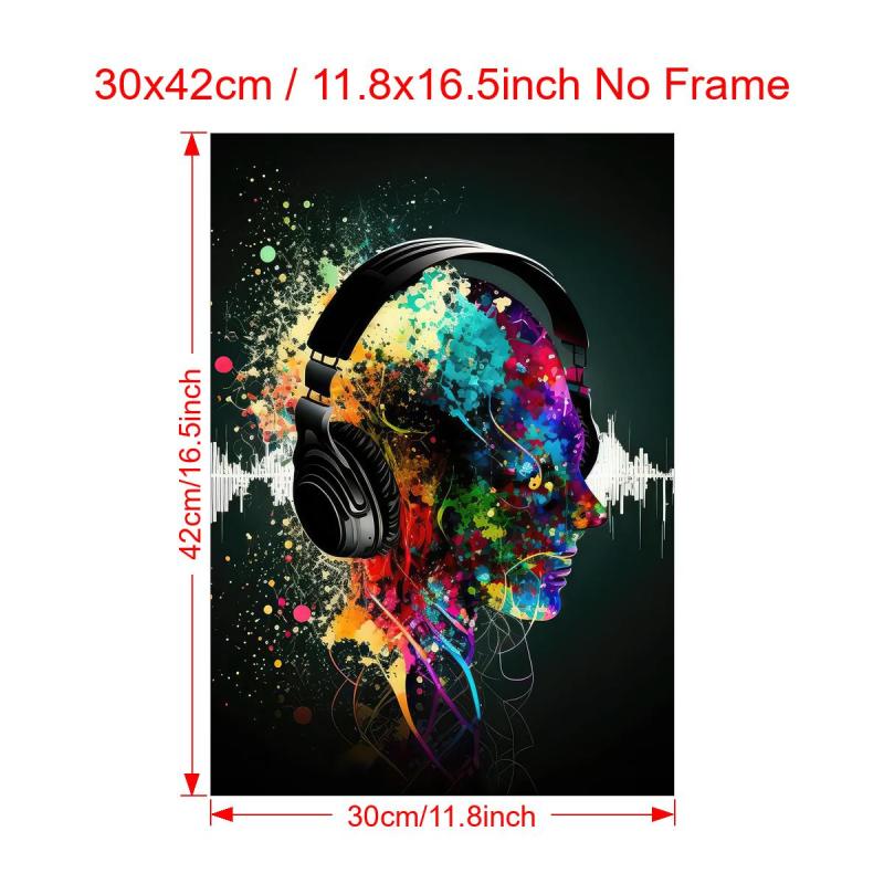 Vintage Neon Cyberpunk Headphones Poster