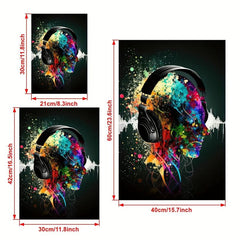Vintage Neon Cyberpunk Headphones Poster