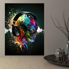 Vintage Neon Cyberpunk Headphones Poster