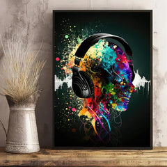 Vintage Neon Cyberpunk Headphones Poster