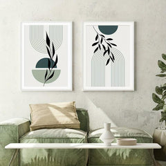 Boho Green Canvas Paintings Set