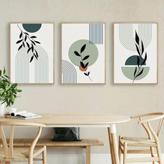 Boho Green Canvas Paintings Set