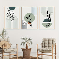 Boho Green Canvas Paintings Set