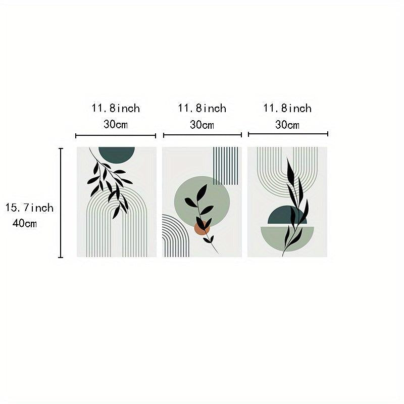 Boho Green Canvas Paintings Set
