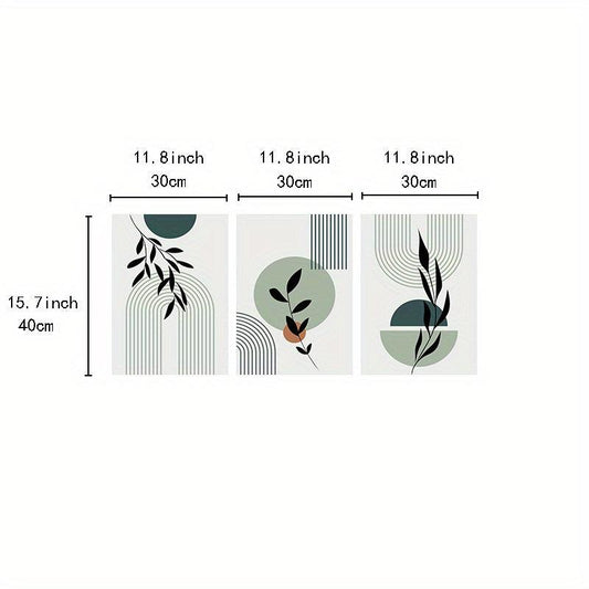 Boho Green Canvas Paintings Set