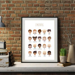 Canvas Poster Emotions Chart Educational Montessori Boho Decor Gift