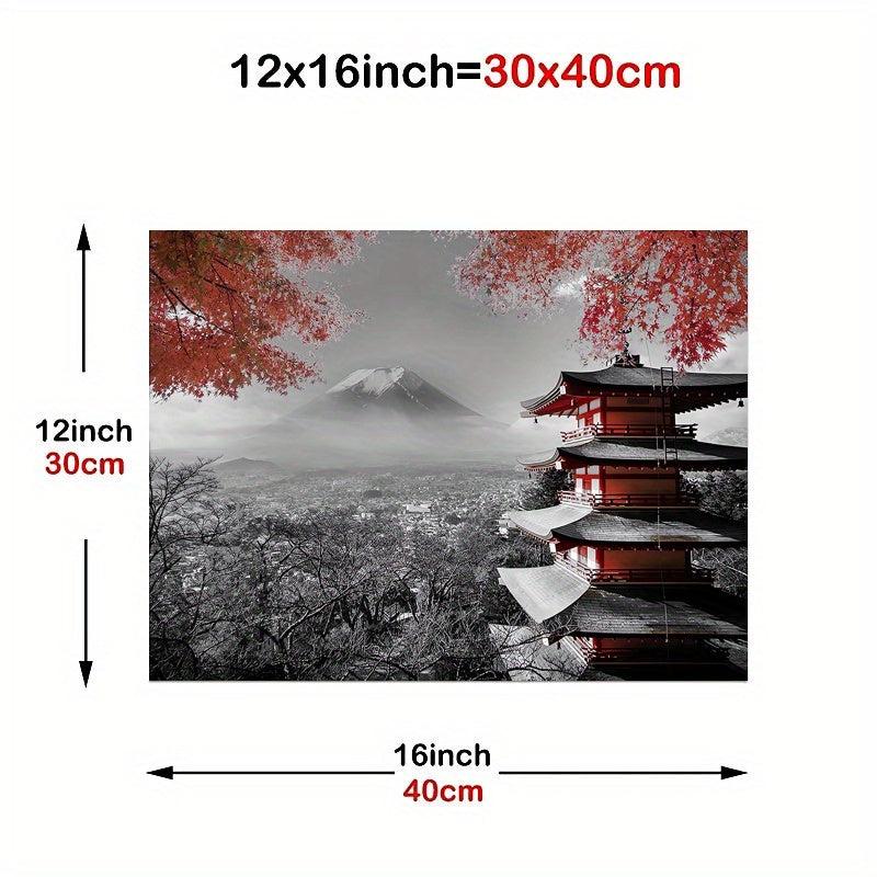 Japanese Temple in Autumn Canvas Poster 12x16 Inch