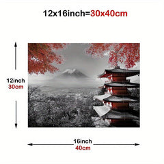 Japanese Temple in Autumn Canvas Poster 12x16 Inch