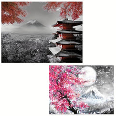 Japanese Temple in Autumn Canvas Poster 12x16 Inch