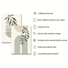 Boho Abstract Canvas Painting Green Plant Art Poster Print Modern Wall Picture