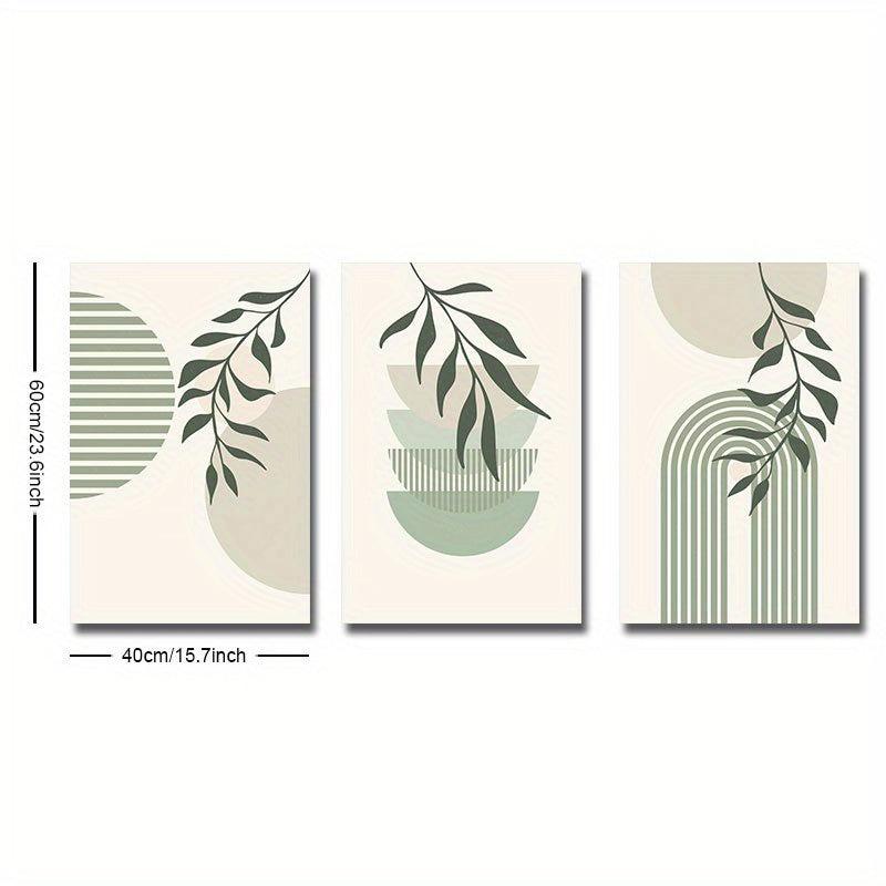Boho Abstract Canvas Painting Green Plant Art Poster Print Modern Wall Picture