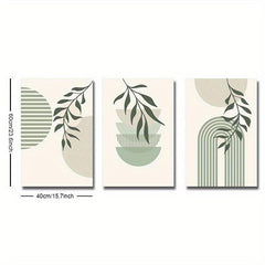 Boho Abstract Canvas Painting Green Plant Art Poster Print Modern Wall Picture