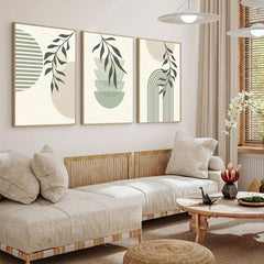 Boho Abstract Canvas Painting Green Plant Art Poster Print Modern Wall Picture