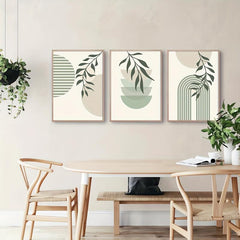 Boho Abstract Canvas Painting Green Plant Art Poster Print Modern Wall Picture