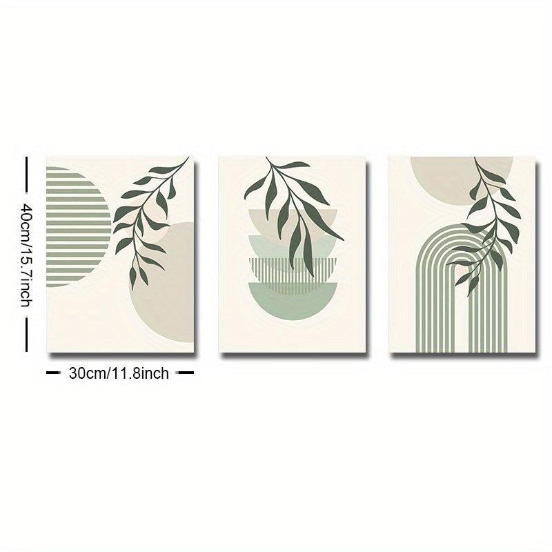 Boho Abstract Canvas Painting Green Plant Art Poster Print Modern Wall Picture