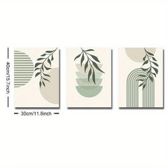 Boho Abstract Canvas Painting Green Plant Art Poster Print Modern Wall Picture