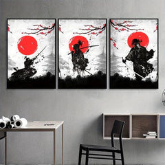 Japanese Samurai Painting On Canvas Wall Art