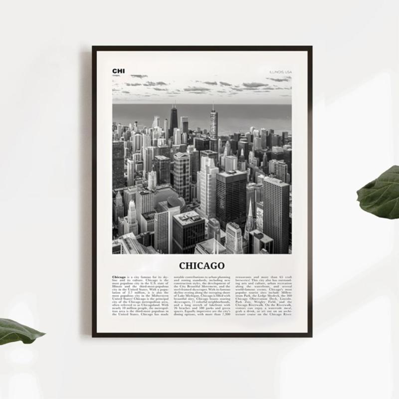 Canvas Poster Vintage Art Chicago City Print Chicago Wall Art Poster